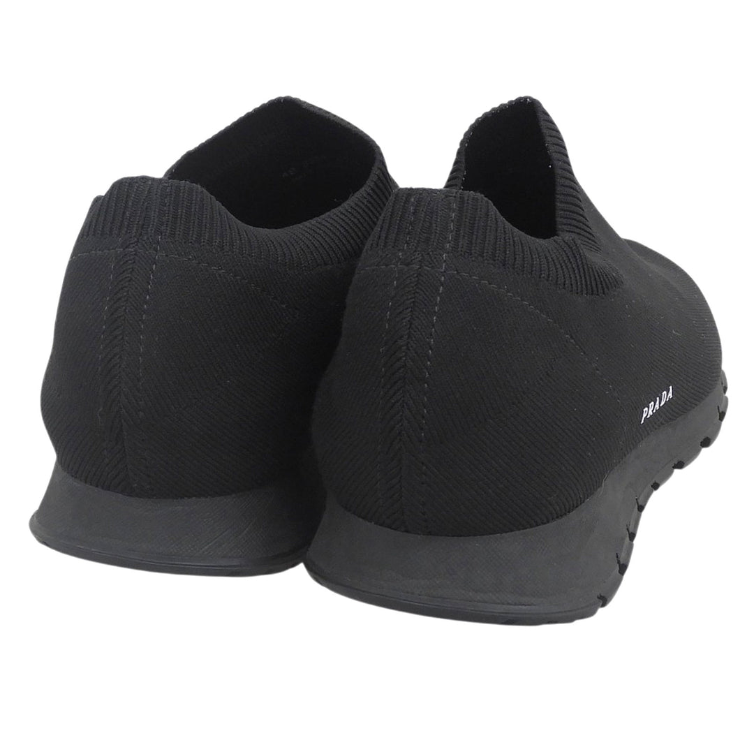 Excellent PRADA sneakers Logo design socks sneakers slip-on knit black mens 6.5