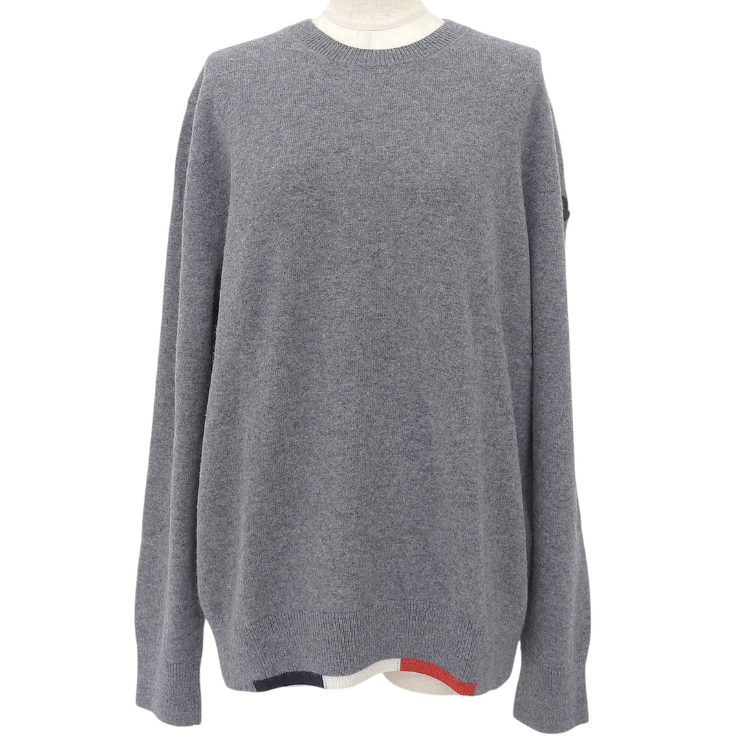 Great MONCLER knit Logo patch tricolor sweater gray wool Women L