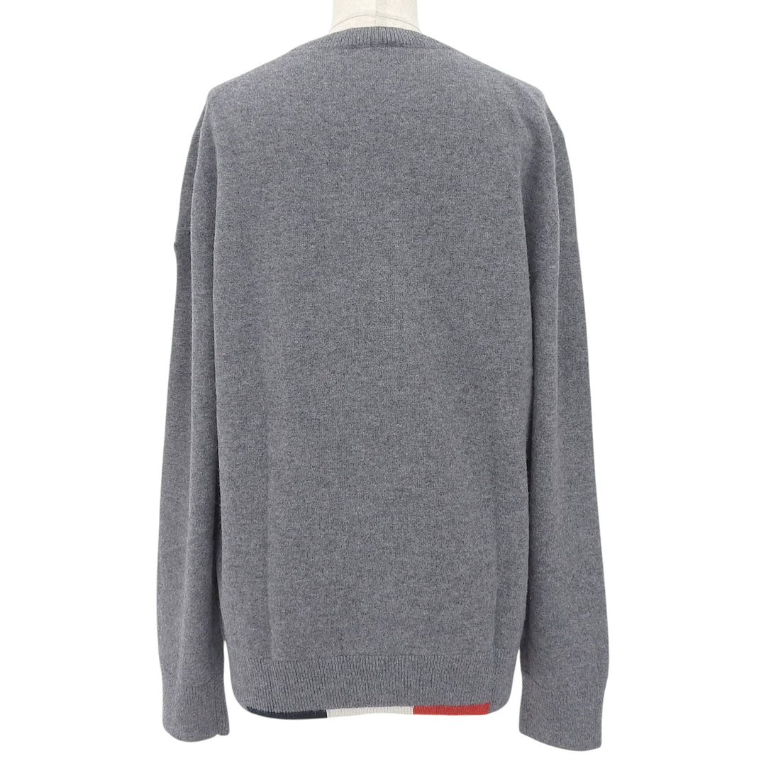 Great MONCLER knit Logo patch tricolor sweater gray wool Women L
