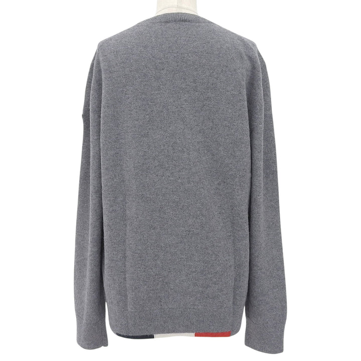 Great MONCLER knit Logo patch tricolor sweater gray wool Women L