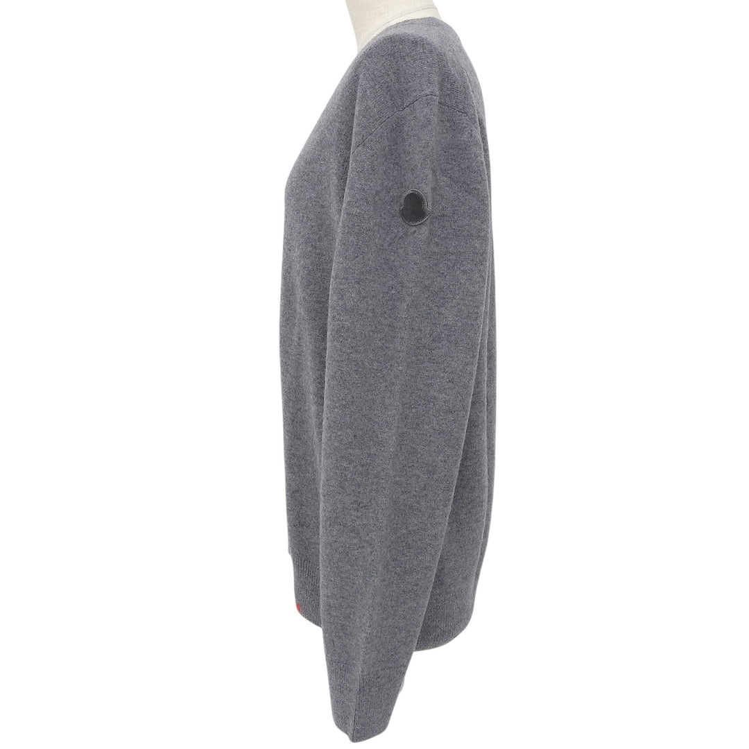 Great MONCLER knit Logo patch tricolor sweater gray wool Women L