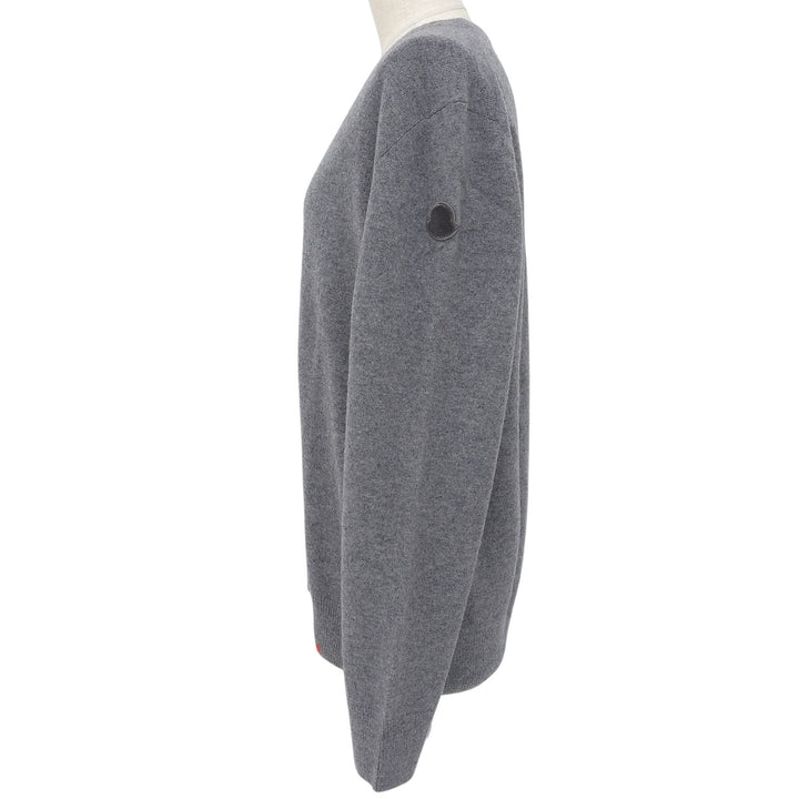 Great MONCLER knit Logo patch tricolor sweater gray wool Women L