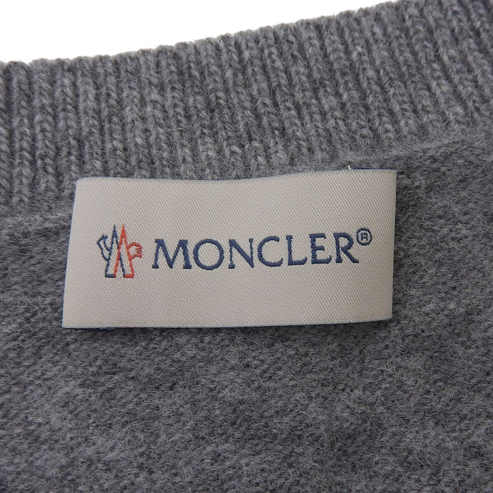 Great MONCLER knit Logo patch tricolor sweater gray wool Women L