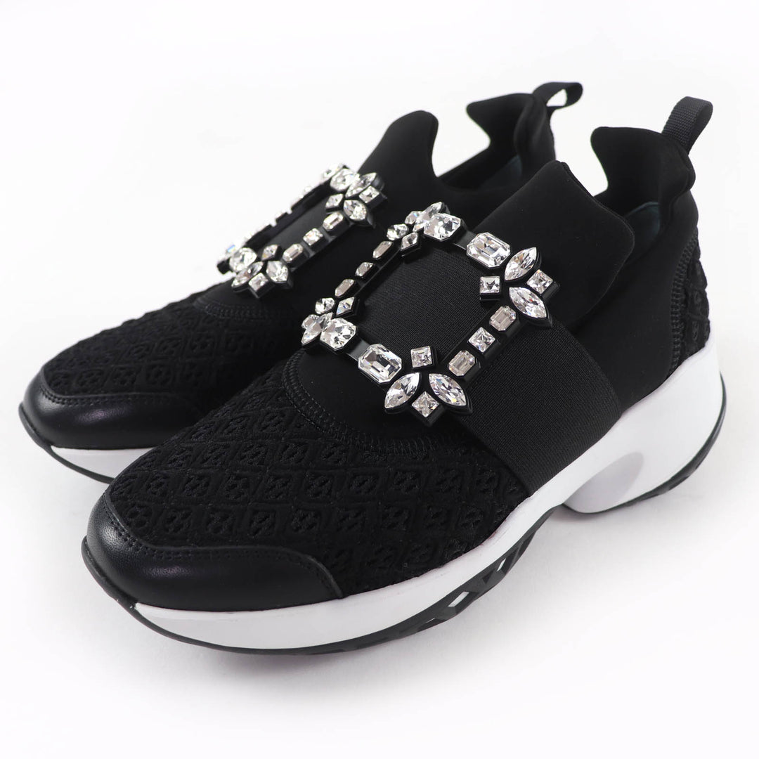 Excellent ROGER VIVIER sneakers VIV RUN Strass buckle with leather accents 37