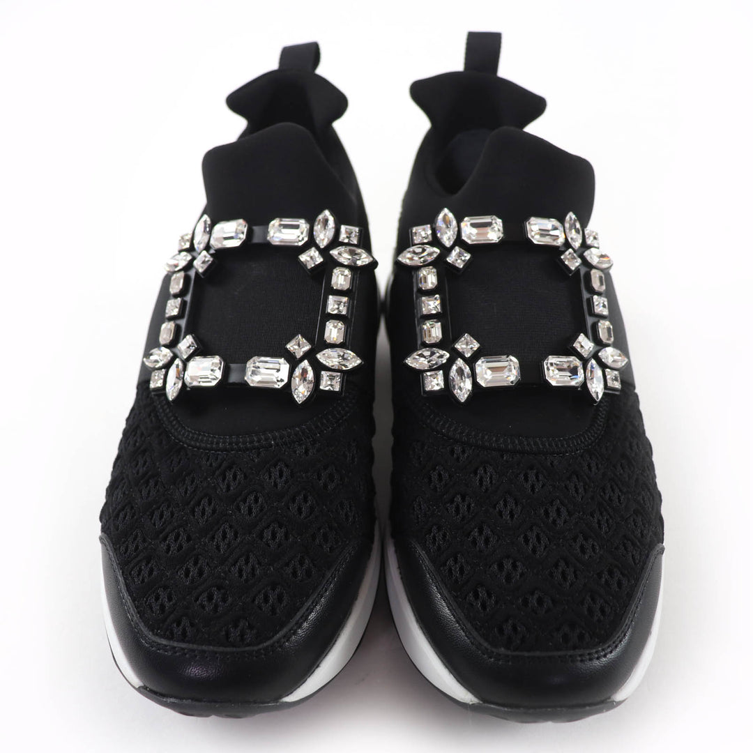 Excellent ROGER VIVIER sneakers VIV RUN Strass buckle with leather accents 37