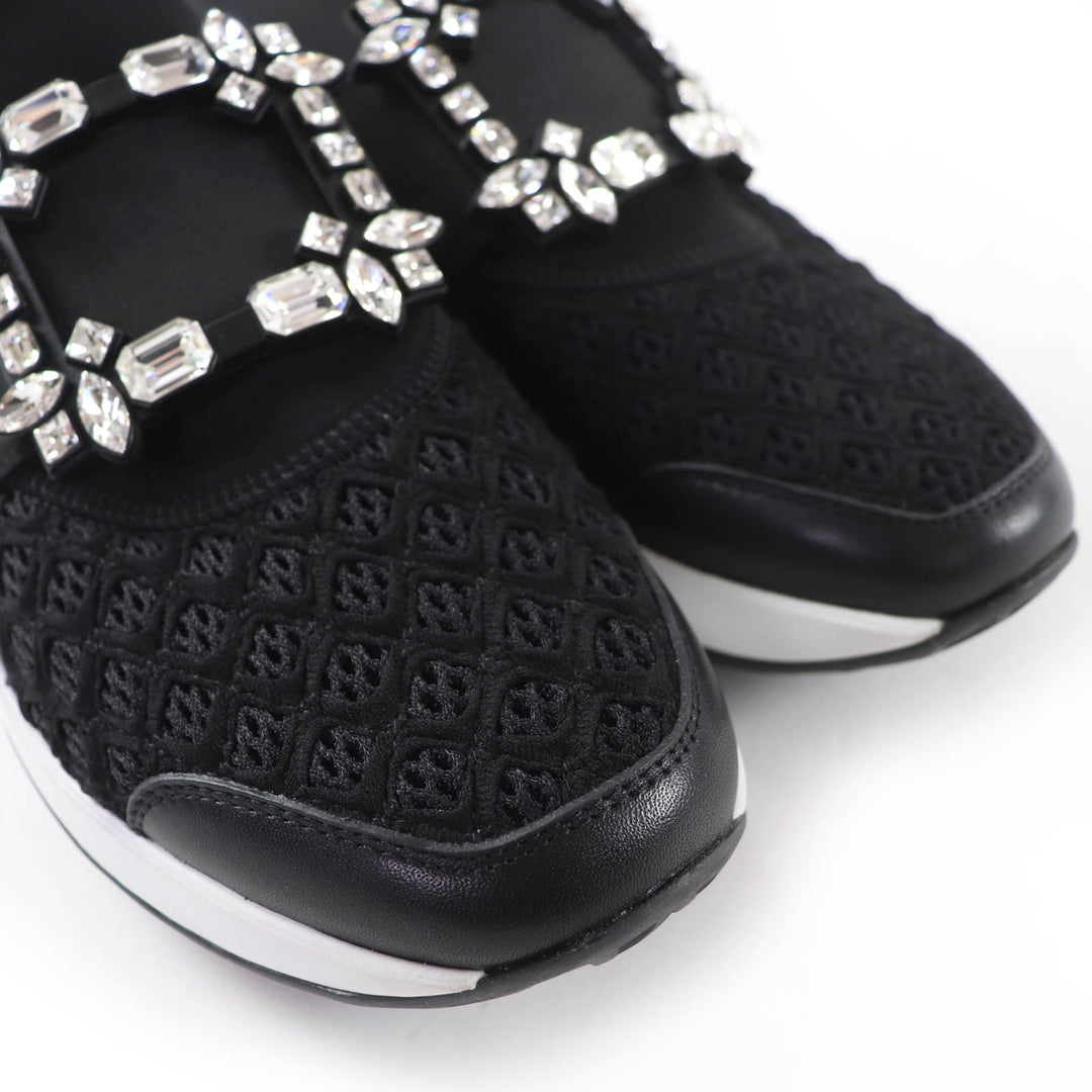 Excellent ROGER VIVIER sneakers VIV RUN Strass buckle with leather accents 37