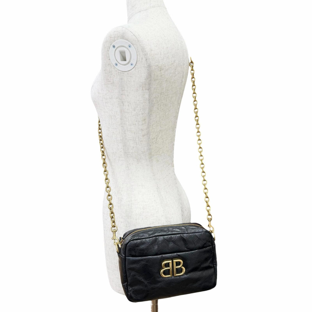 Excellent BALENCIAGA Shoulder Bag Monaco Arena Calfskin Camera Bag Chain 806459