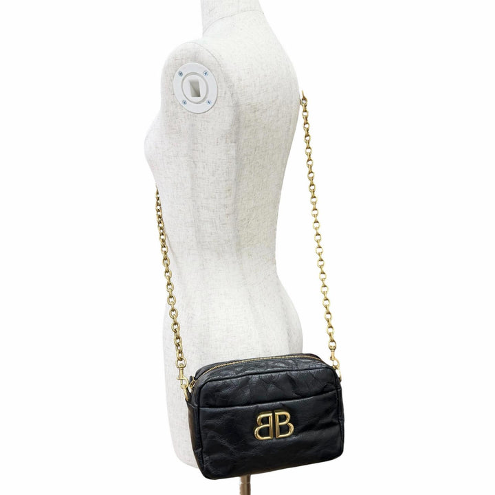 Excellent BALENCIAGA Shoulder Bag Monaco Arena Calfskin Camera Bag Chain 806459