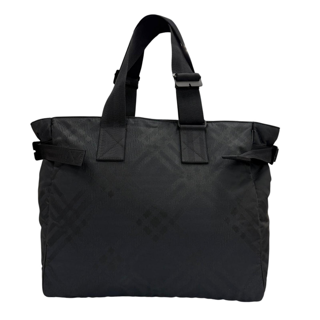 Excellent BURBERRY Tote Bag Check Jacquard black Nylon mens 8085378