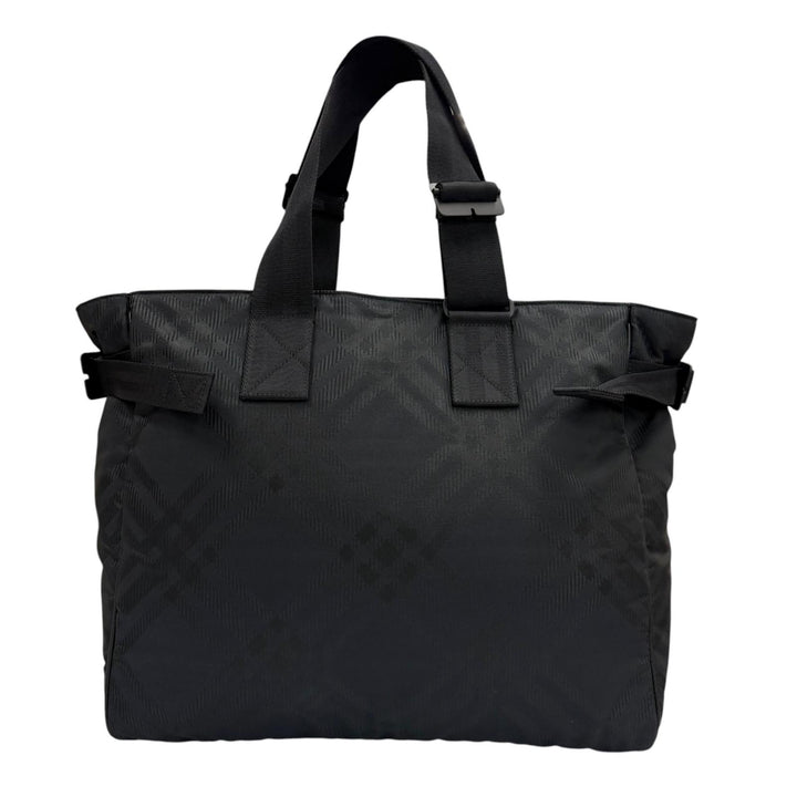 Excellent BURBERRY Tote Bag Check Jacquard black Nylon mens 8085378