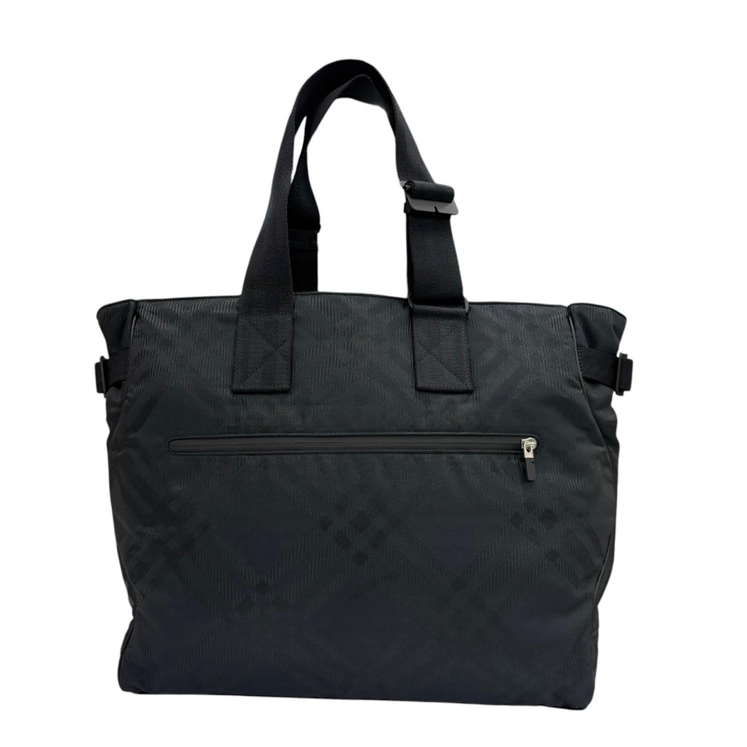 Excellent BURBERRY Tote Bag Check Jacquard black Nylon mens 8085378