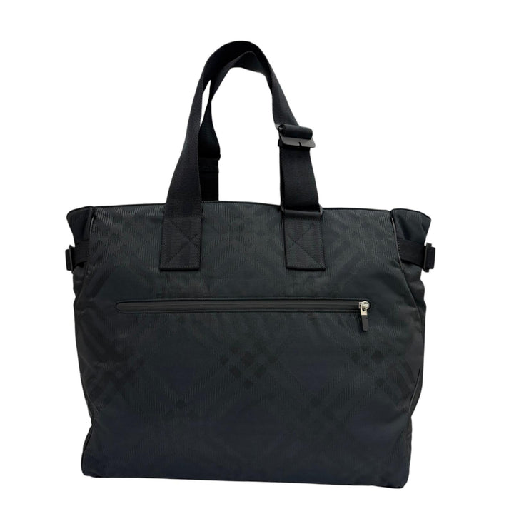 Excellent BURBERRY Tote Bag Check Jacquard black Nylon mens 8085378