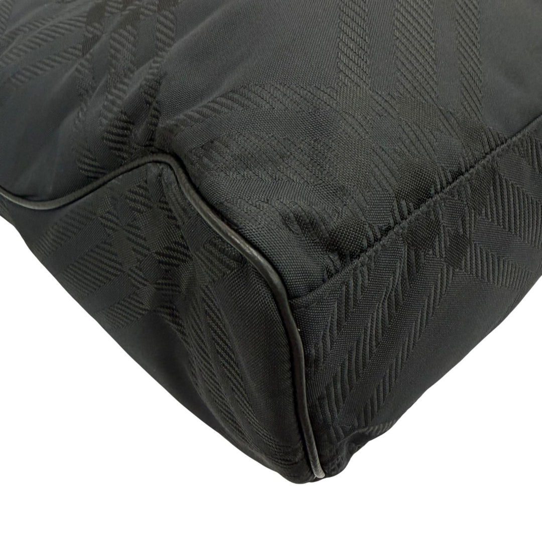 Excellent BURBERRY Tote Bag Check Jacquard black Nylon mens 8085378