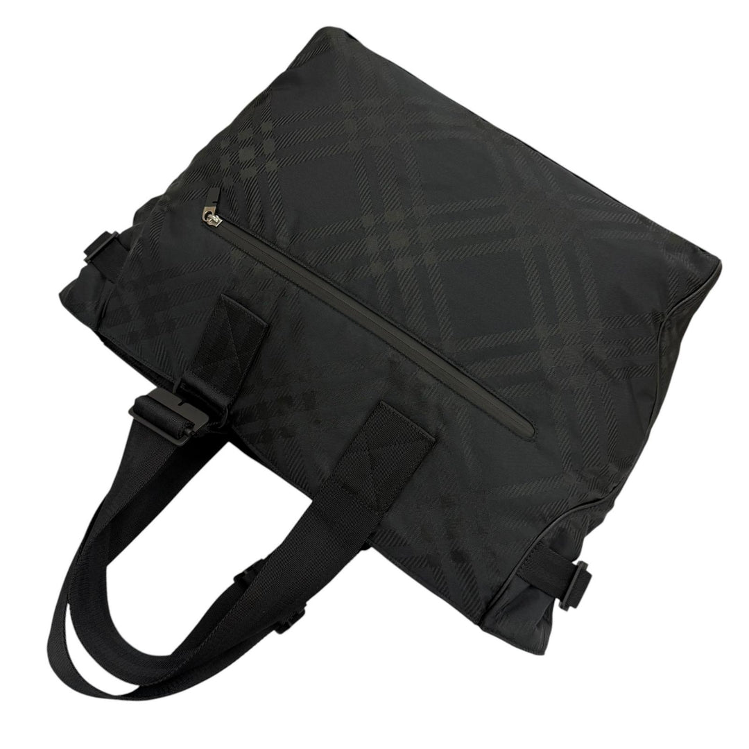 Excellent BURBERRY Tote Bag Check Jacquard black Nylon mens 8085378