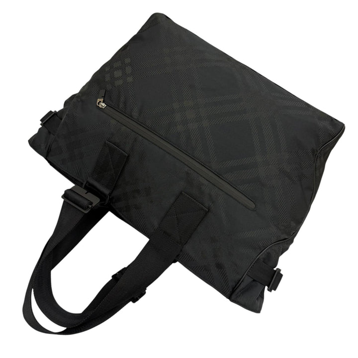 Excellent BURBERRY Tote Bag Check Jacquard black Nylon mens 8085378