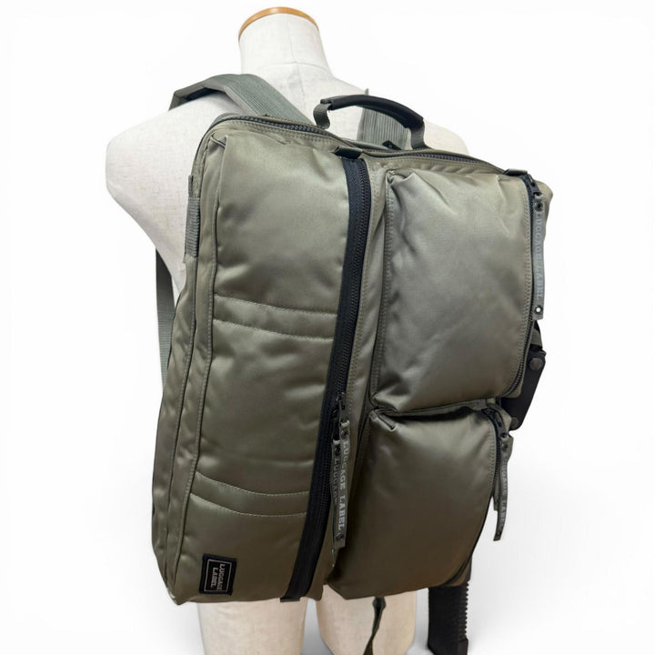 Great LUGGAGE LABEL Shoulder Bag ZONE 3WAY PACK khaki Nylon mens 953-09255
