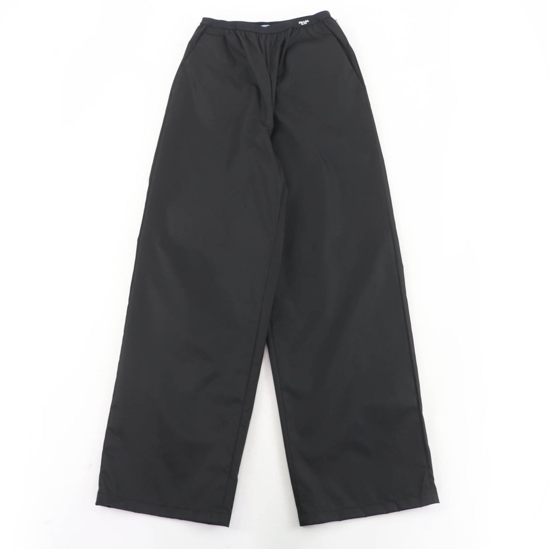 Excellent PRADA Wide pants Waist logo black polyamide Women 40 22Y887