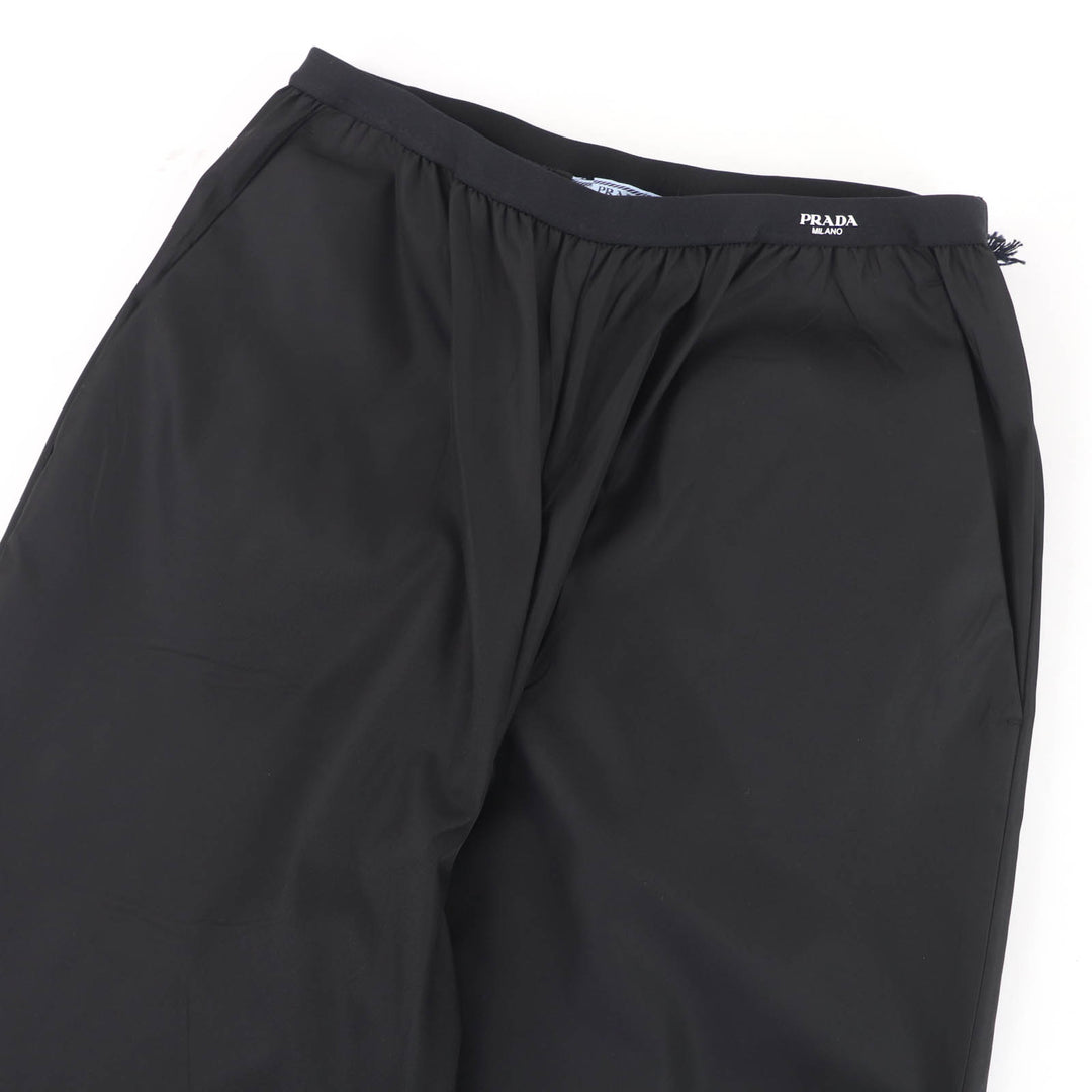 Excellent PRADA Wide pants Waist logo black polyamide Women 40 22Y887