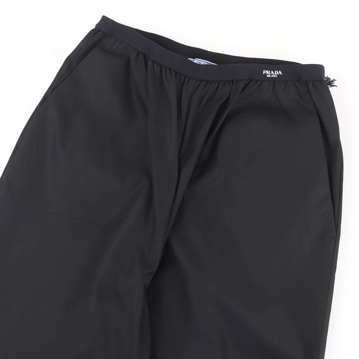 Excellent PRADA Wide pants Waist logo black polyamide Women 40 22Y887