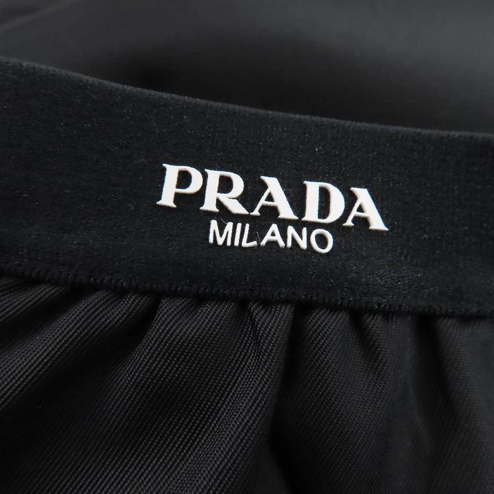 Excellent PRADA Wide pants Waist logo black polyamide Women 40 22Y887
