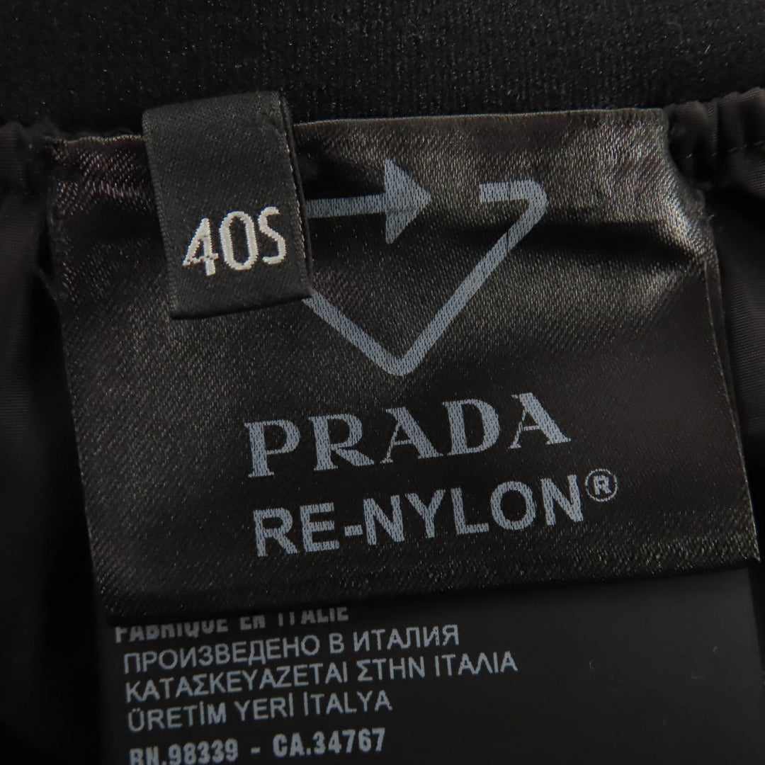 Excellent PRADA Wide pants Waist logo black polyamide Women 40 22Y887