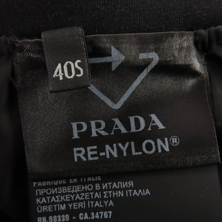 Excellent PRADA Wide pants Waist logo black polyamide Women 40 22Y887
