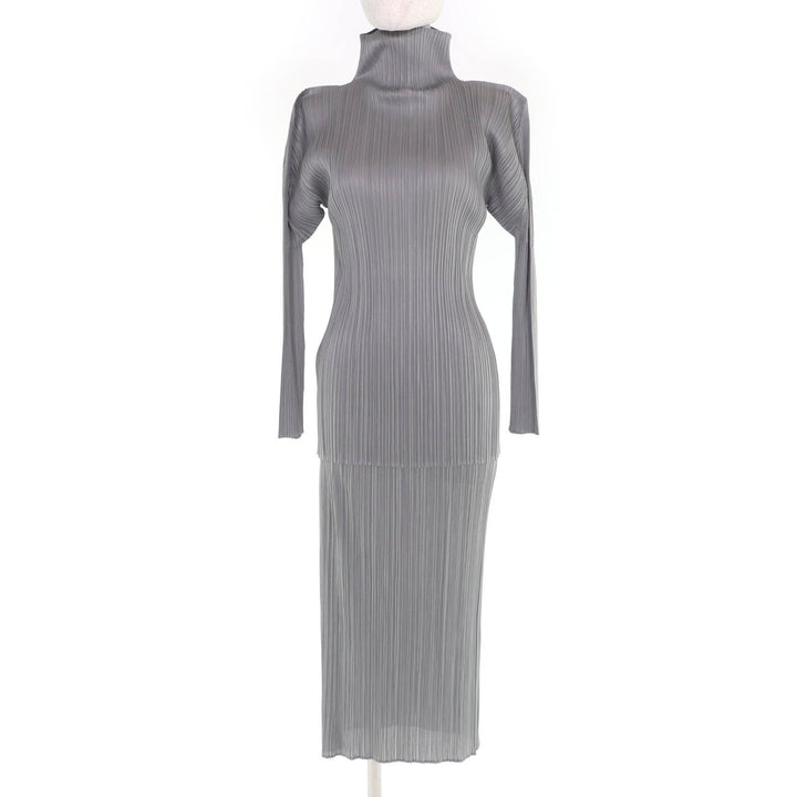 Excellent PLEATS PLEASE two-piece set gray polyester Women PP04-JK604 PP04-JD613