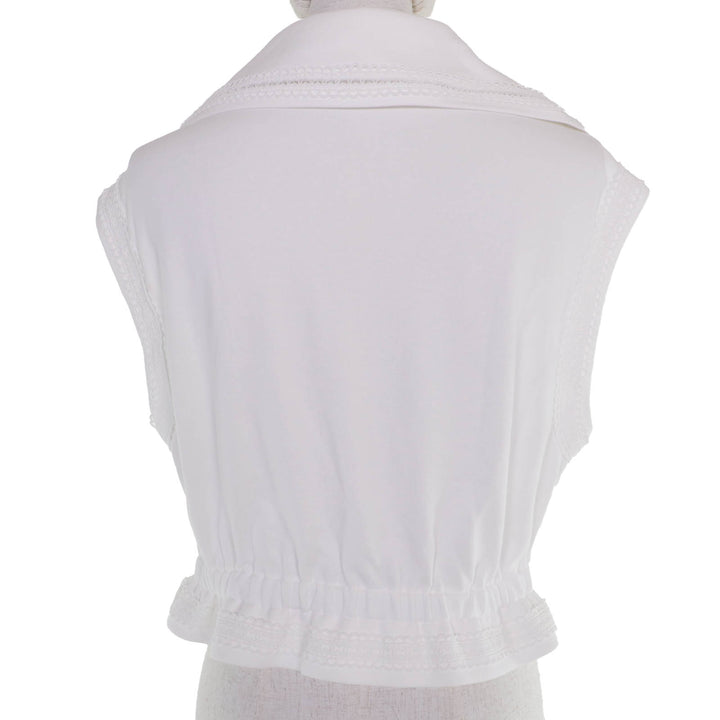 Excellent CHANEL tops Coco Beach Sailor Collar French Sleeve white Women 36