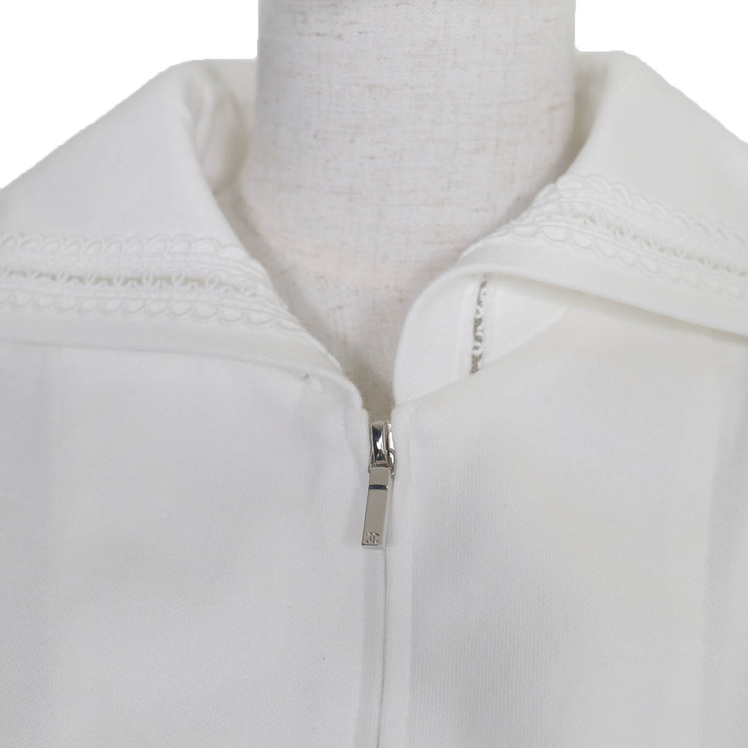 Excellent CHANEL tops Coco Beach Sailor Collar French Sleeve white Women 36