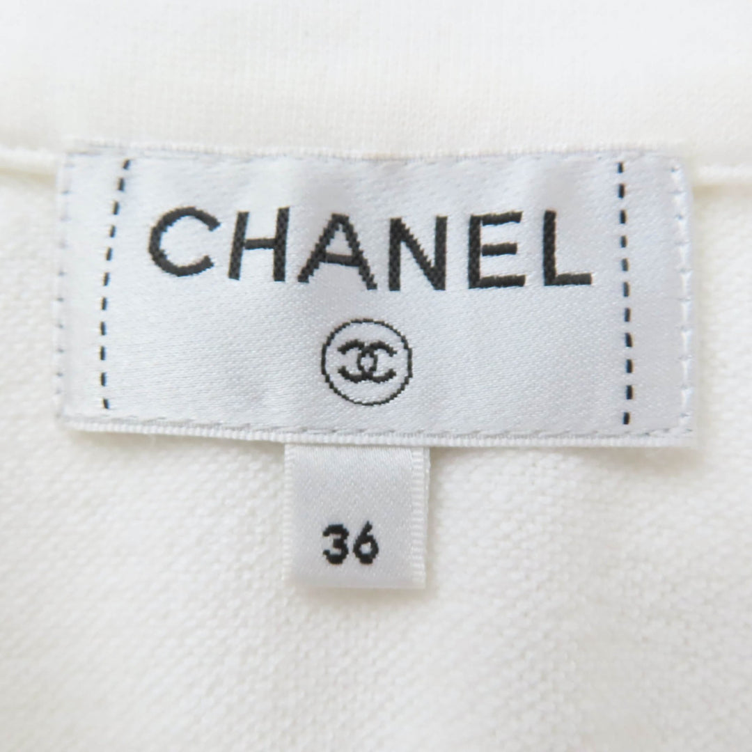 Excellent CHANEL tops Coco Beach Sailor Collar French Sleeve white Women 36