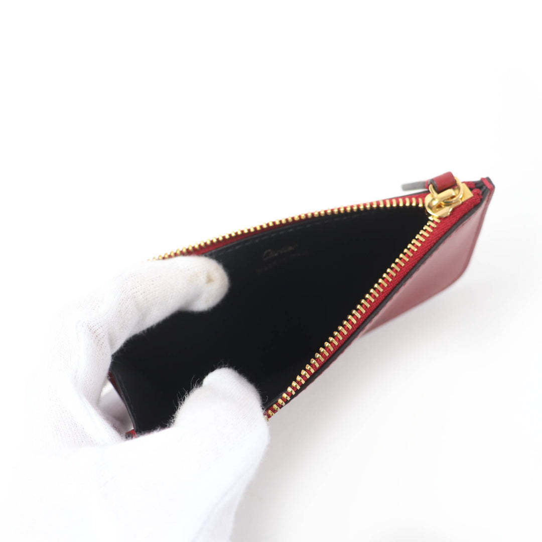 Excellent Cartier Coin case PANTHERE Graphic Leather Fragment Case Bordeaux