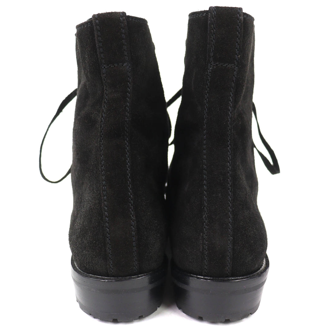 Excellent CHANEL short boots COCO Mark Suede Leather Lace-up Shoes black 36