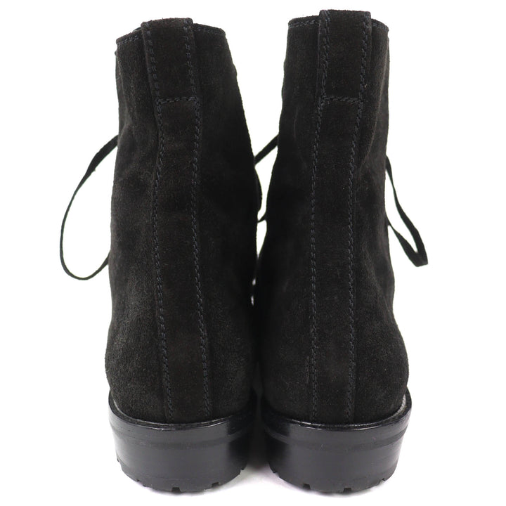 Excellent CHANEL short boots COCO Mark Suede Leather Lace-up Shoes black 36