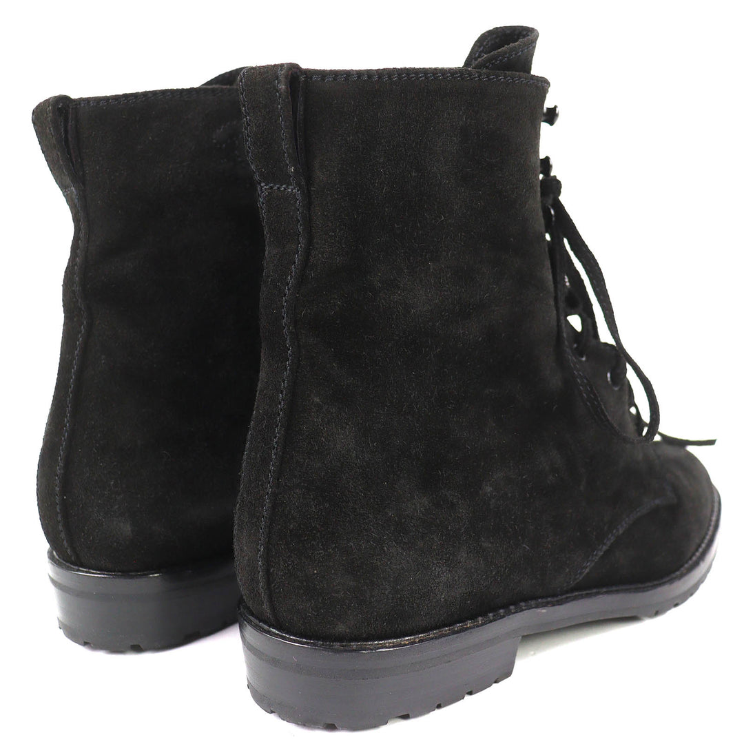 Excellent CHANEL short boots COCO Mark Suede Leather Lace-up Shoes black 36