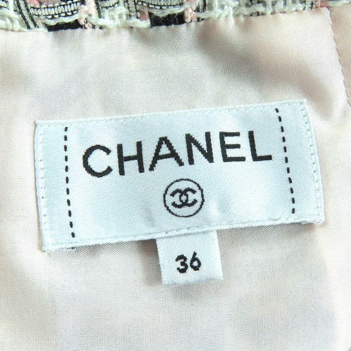 Excellent CHANEL Tweed skirt COCO Mark check pink polyester Women 36 P63188