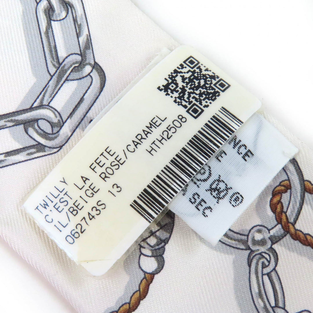 Pristine HERMES scarf Twilly C’est la Fete silk Women 062743S