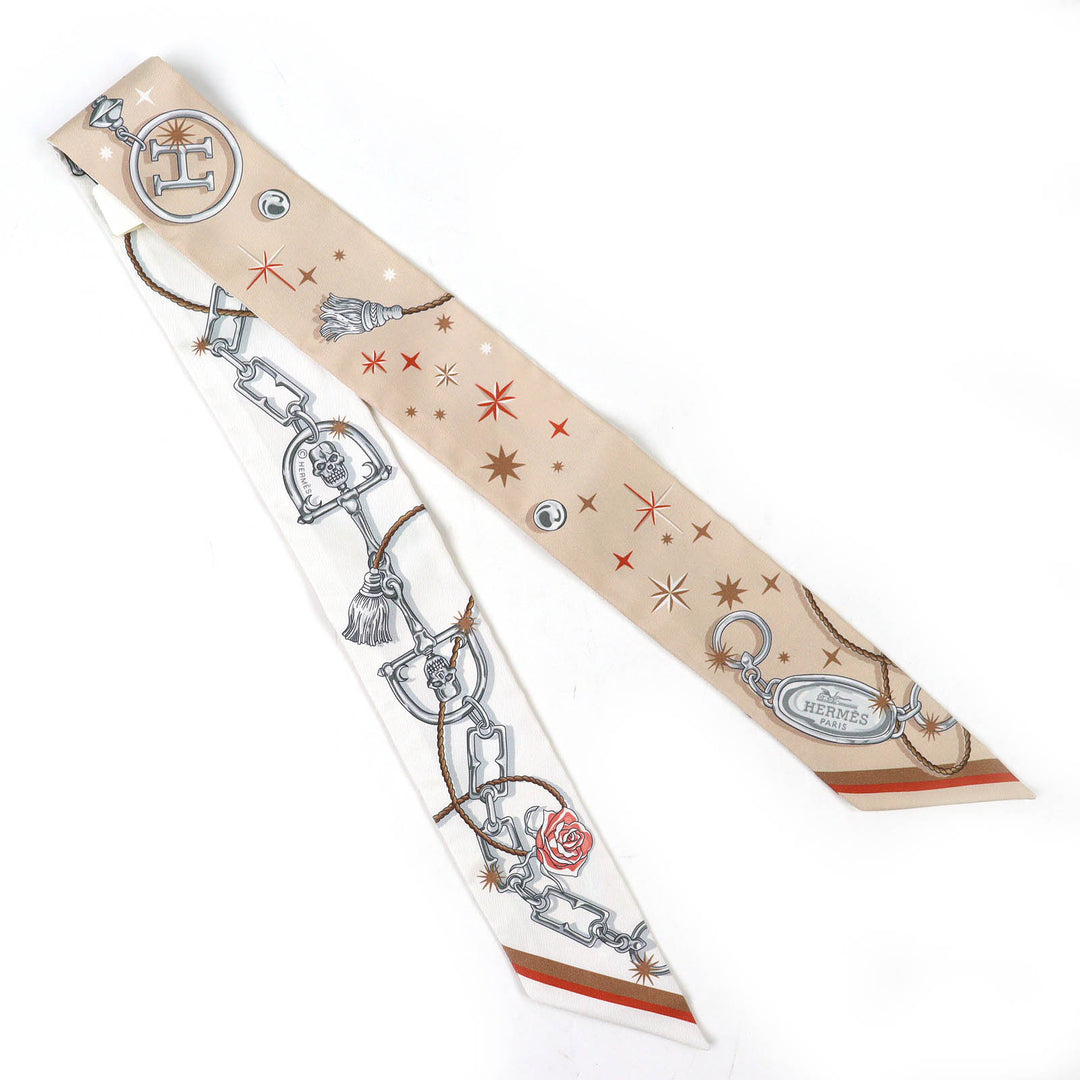 Pristine HERMES scarf Twilly C’est la Fete silk Women 062743S