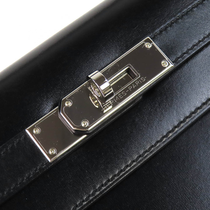 Excellent HERMES Shoulder Bag Kelly 28 Outer sewing black Box scarf Leather