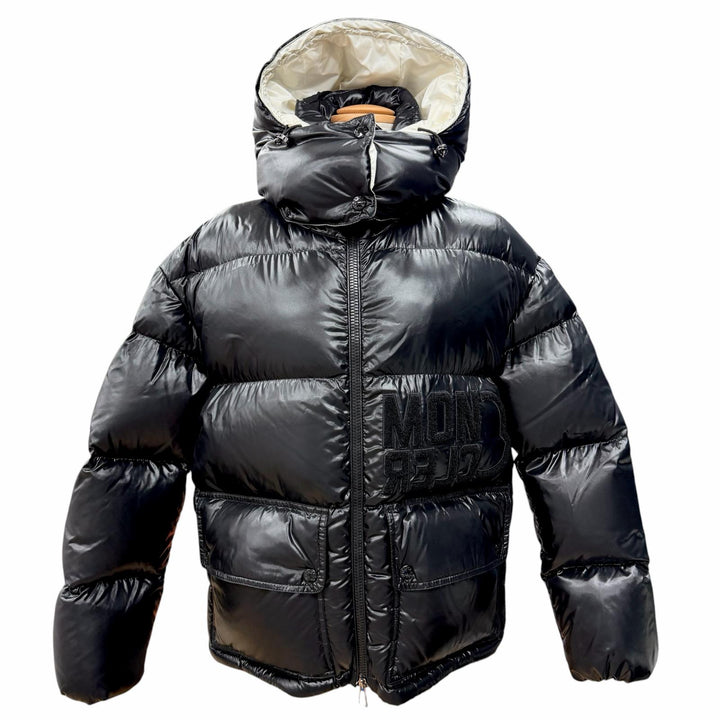 Pristine MONCLER Down jacket ABBAYE logo hooded zip up black Nylon Women 0