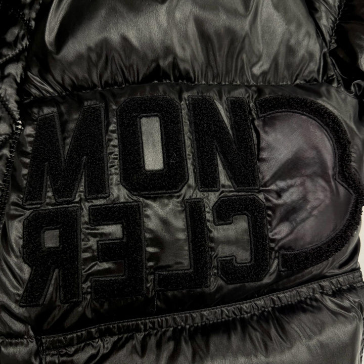 Pristine MONCLER Down jacket ABBAYE logo hooded zip up black Nylon Women 0