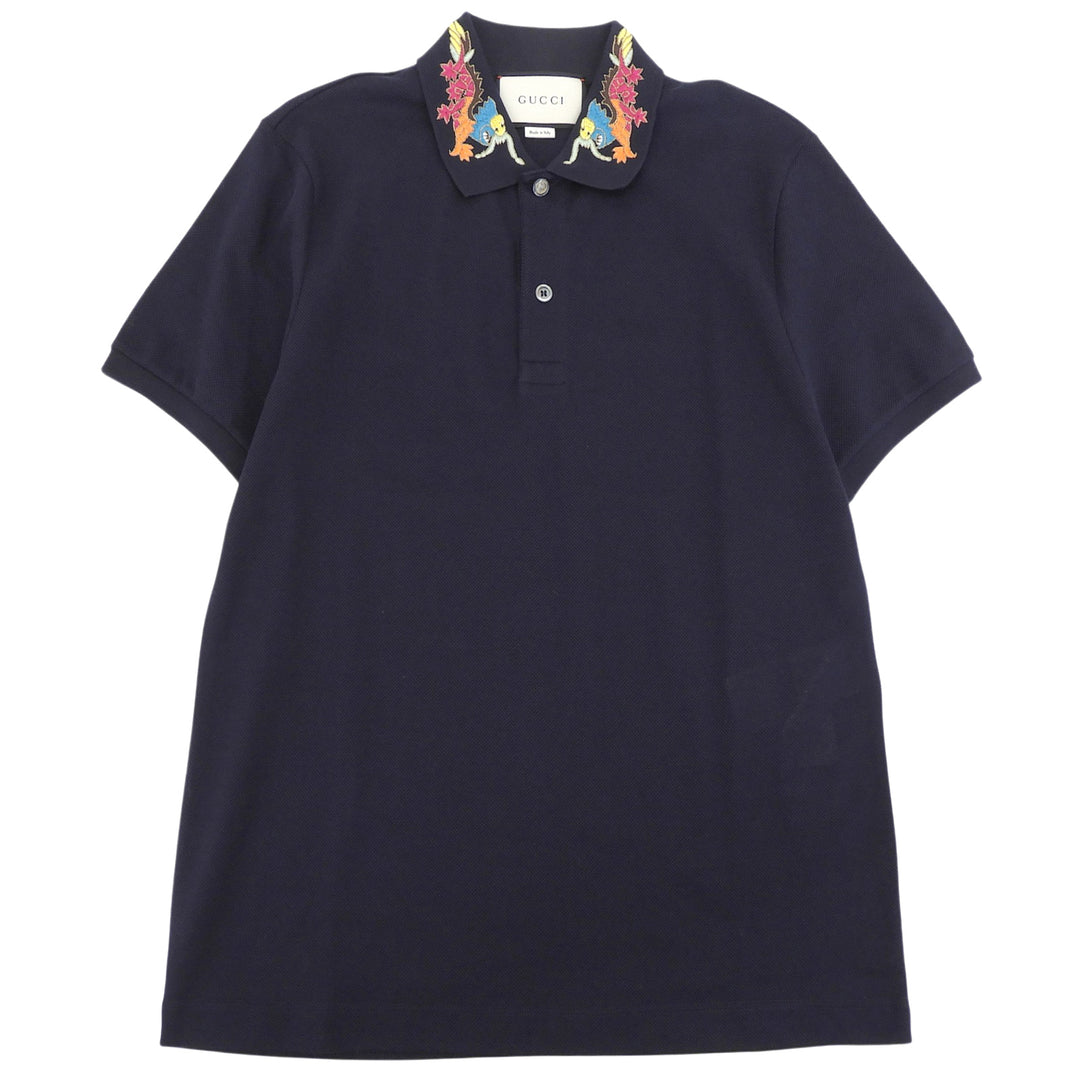 Excellent GUCCI Short sleeve polo shirt Navy cotton mens M 453865