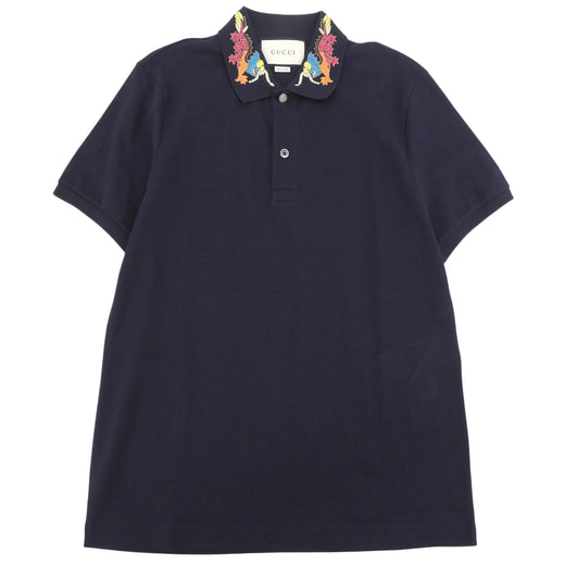 Excellent GUCCI Short sleeve polo shirt Navy cotton mens M 453865