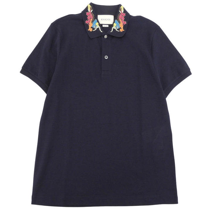 Excellent GUCCI Short sleeve polo shirt Navy cotton mens M 453865