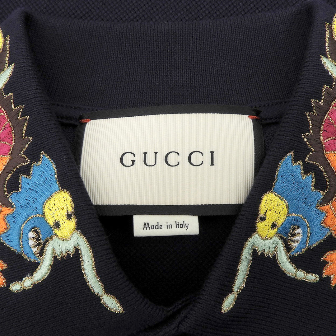 Excellent GUCCI Short sleeve polo shirt Navy cotton mens M 453865