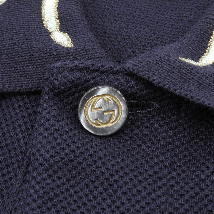 Excellent GUCCI Short sleeve polo shirt Navy cotton mens M 453865