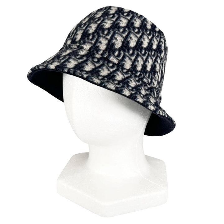 Excellent Christian Dior hat reversible Navy wool Women 57 11DCH923I100
