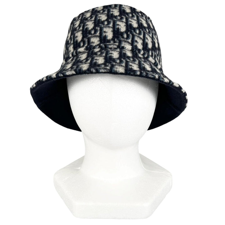 Excellent Christian Dior hat reversible Navy wool Women 57 11DCH923I100