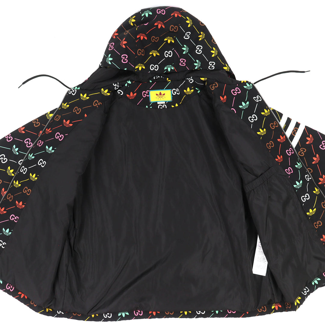 Excellent GUCCI adidas Blouson Trefoil Stripe Padded Zip Jacket black 722262