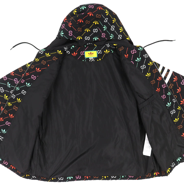 Excellent GUCCI adidas Blouson Trefoil Stripe Padded Zip Jacket black 722262
