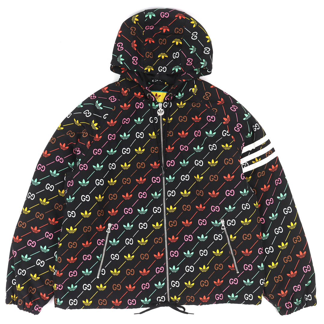 Excellent GUCCI adidas Blouson Trefoil Stripe Padded Zip Jacket black 722262